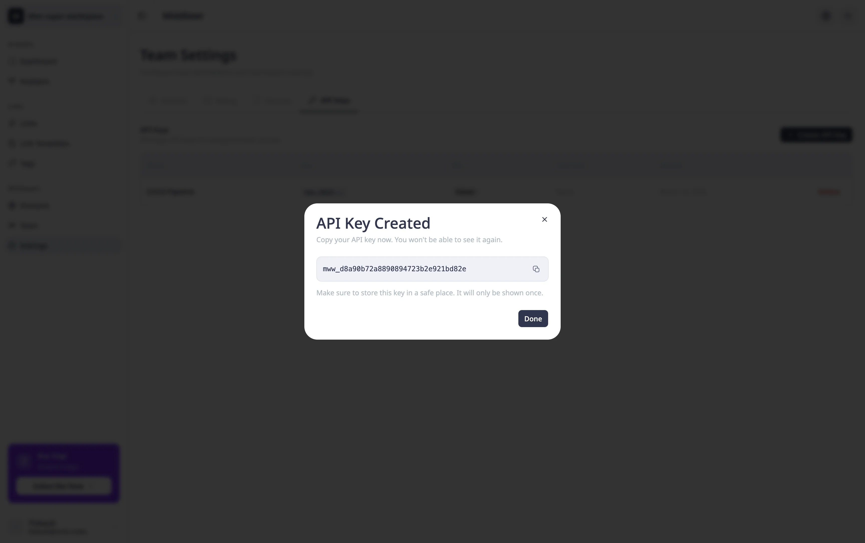 Key revealed after creation
