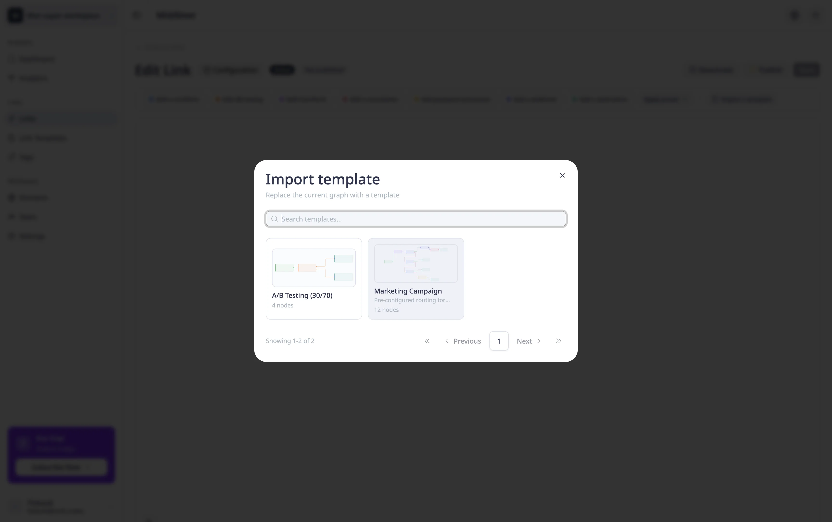 Importing a template into a link's rule graph