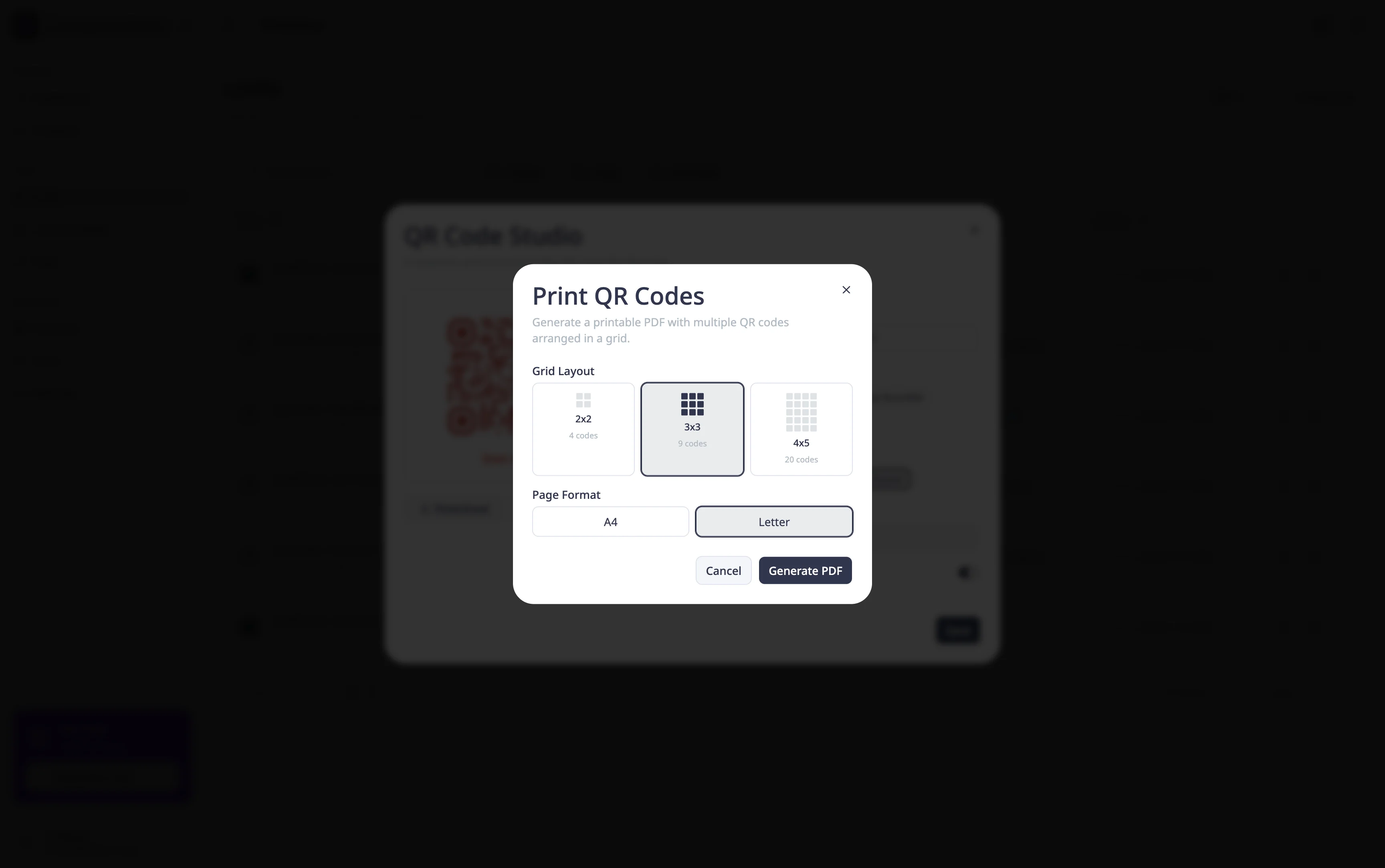 Download dropdown showing PNG and SVG options, with the Print button alongside