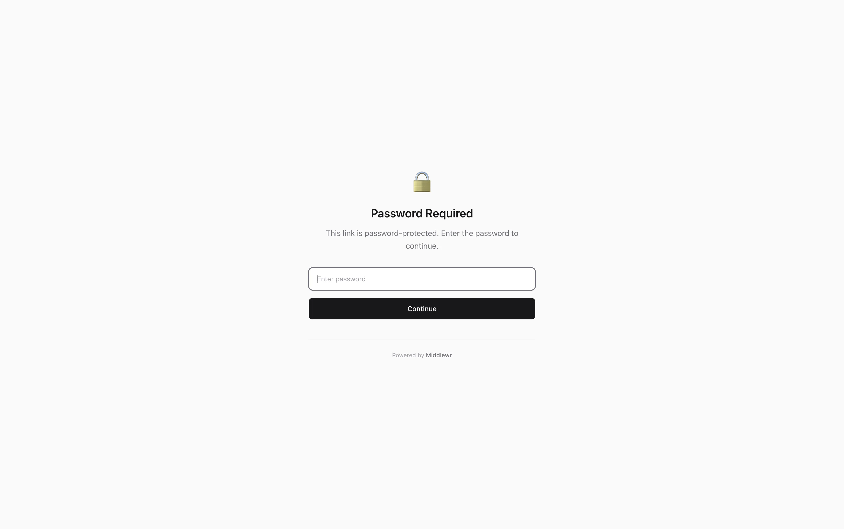 Password gate page as seen by visitors